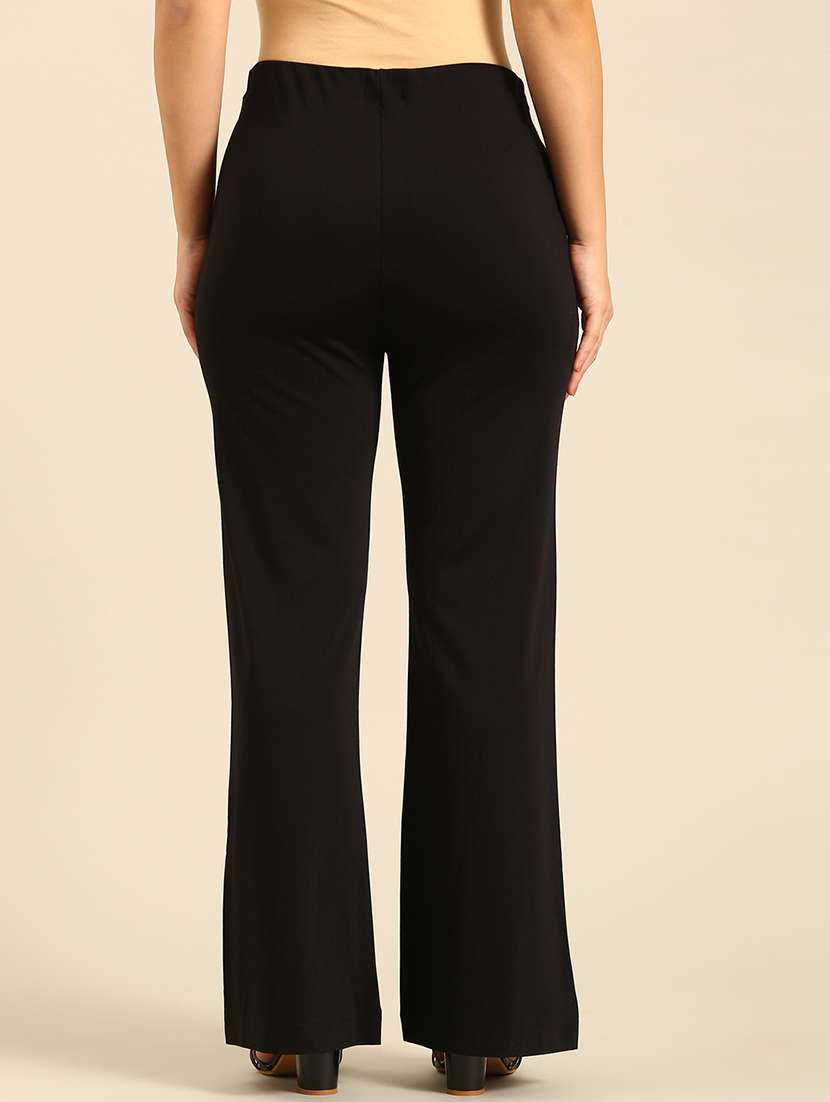 women solid high rise bootcut trouser - 21742172 -  Standard Image - 3