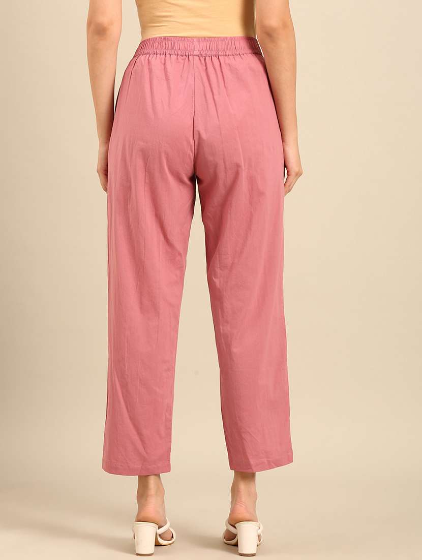 women solid mid rise straight pant - 21742179 -  Standard Image - 3