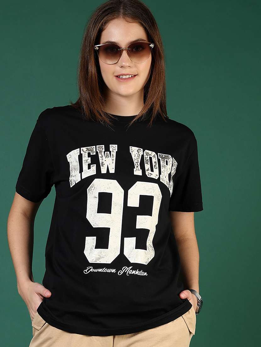 women printed short sleeve regular fit t-shirt