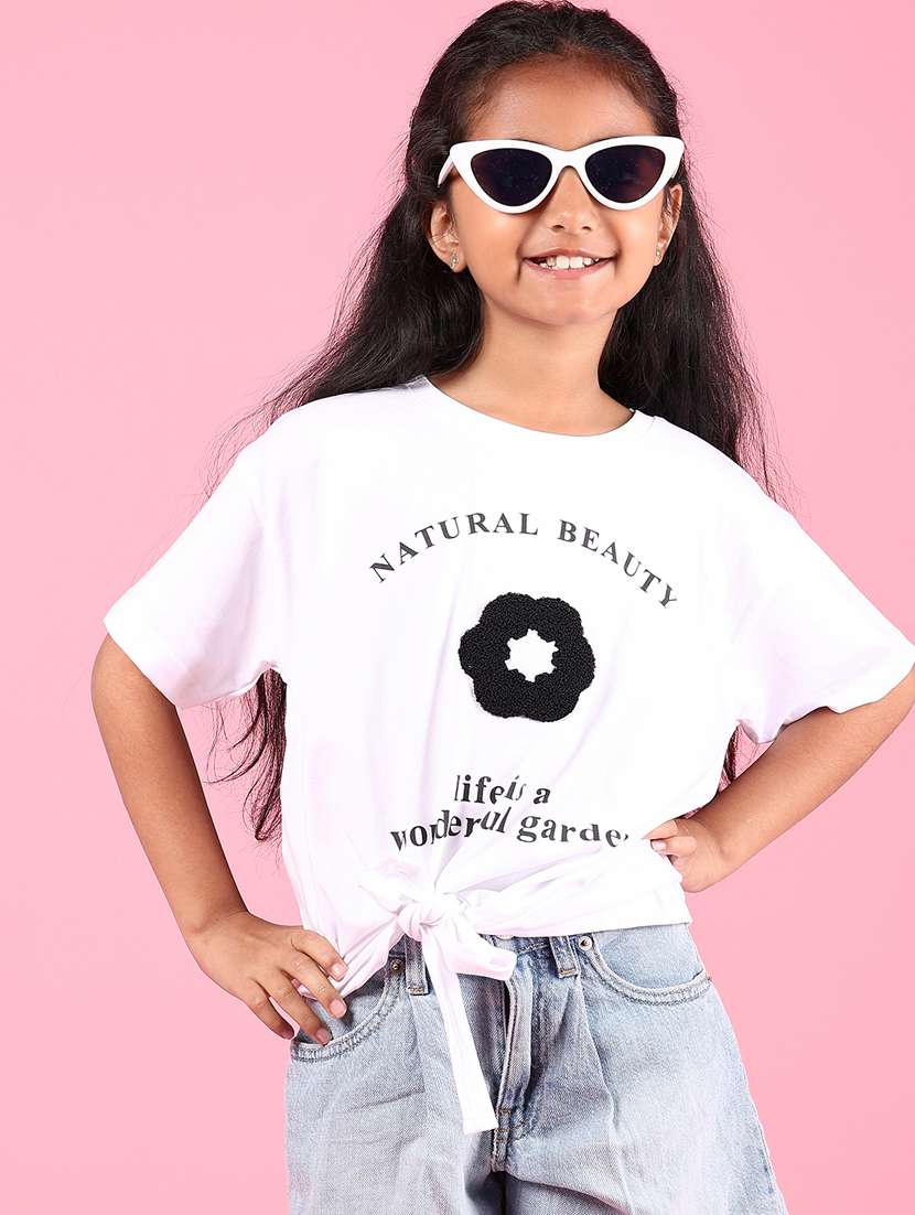 girls printed short sleeves round neck tee