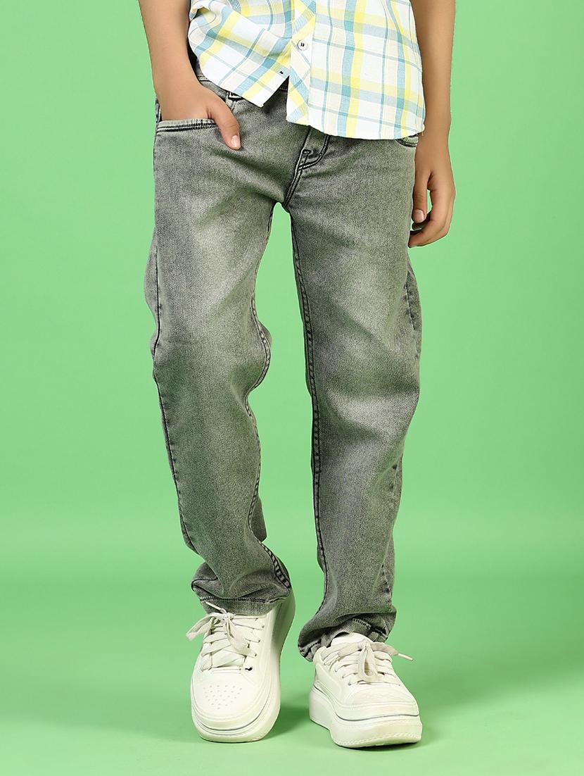 boys green solid mid rise jeans - 21742407 - Standard Image - 3