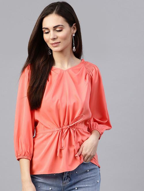 women solid three quarter sleeve top - 21742513 -  Standard Image - 0
