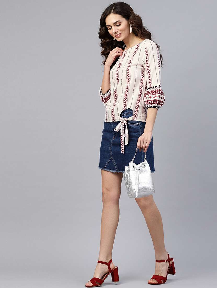 women printed three quarter sleeve top - 21742514 -  Standard Image - 3