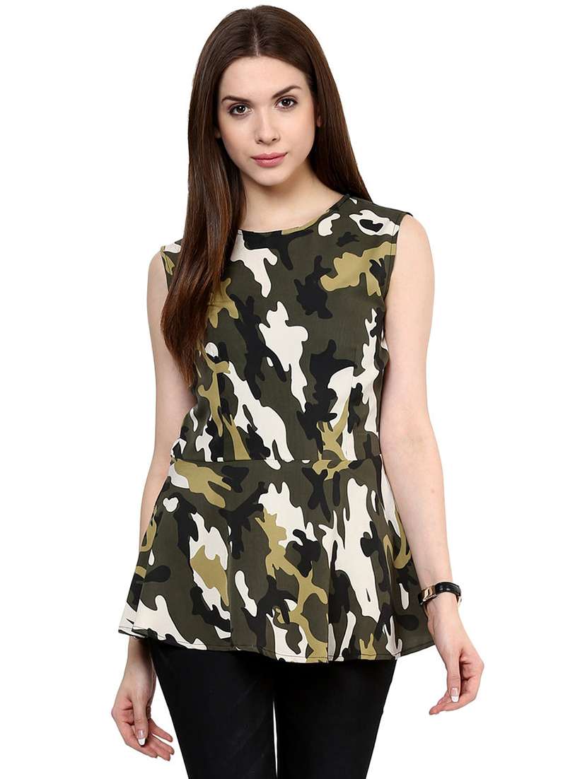 women camouflage sleeveless top - 21742518 -  Zoom Image - 0