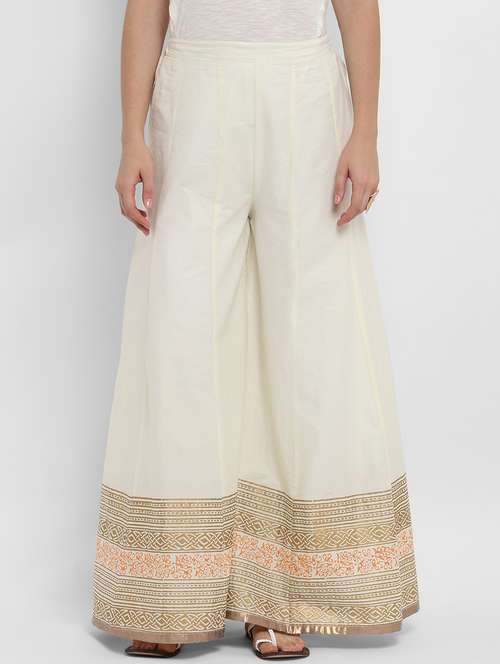 women printed mid irse flared palazzo - 21742533 -  Standard Image - 0