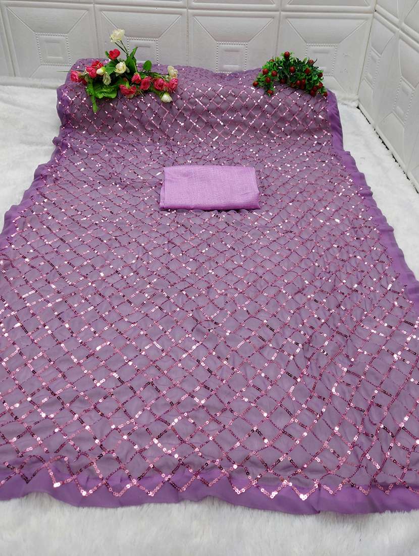 women sequined detailed party wear saree with blouse - 21742609 -  Standard Image - 3