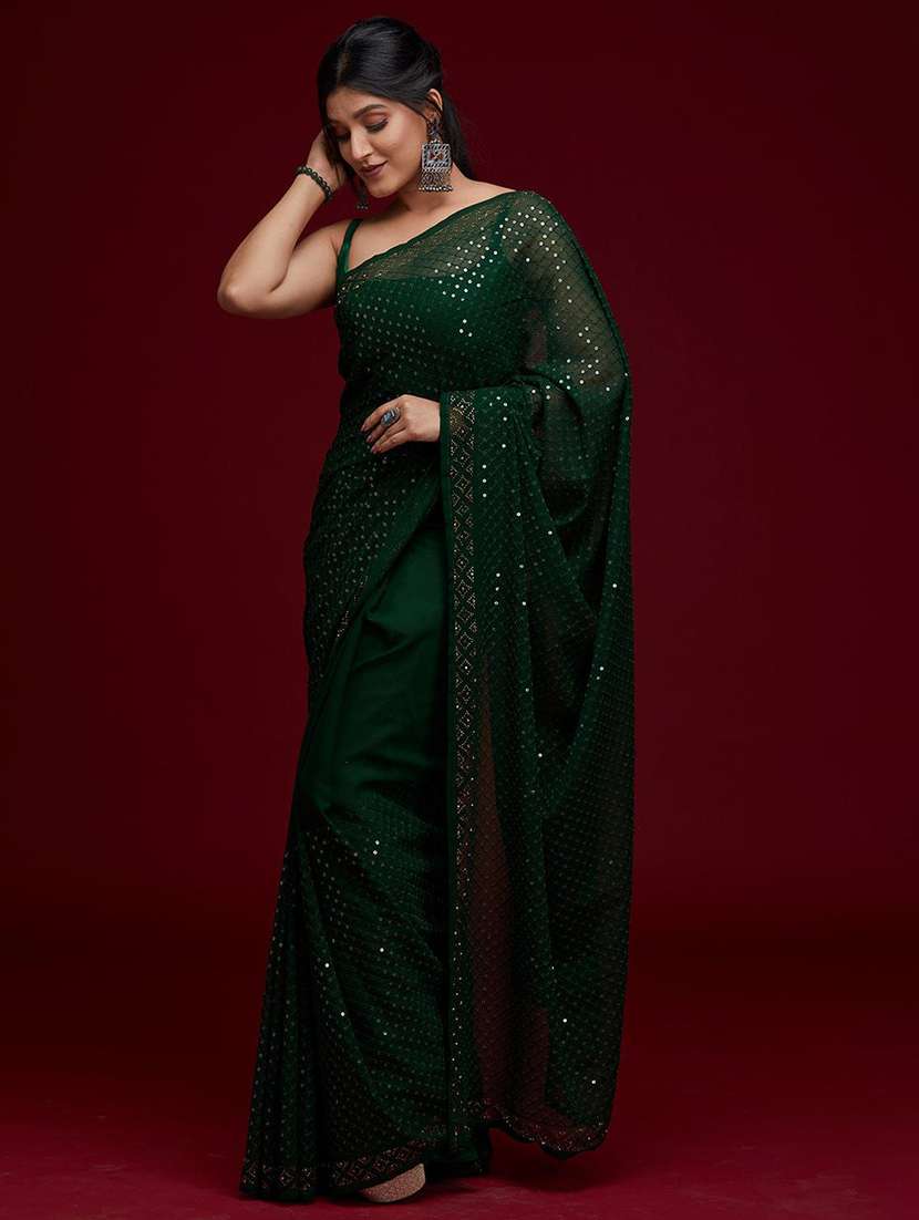 women sequin work embellished saree with blouse