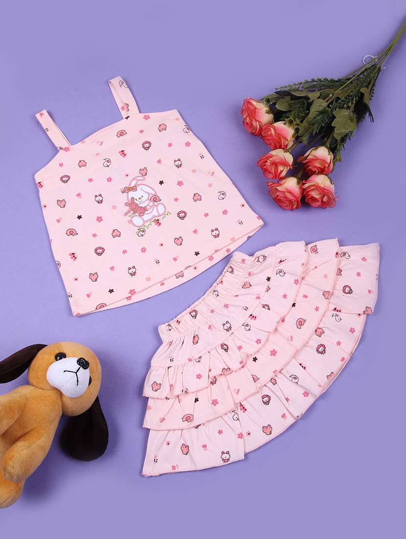 girls printed skirt & top set co-ord set - 21742757 -  Zoom Image - 0