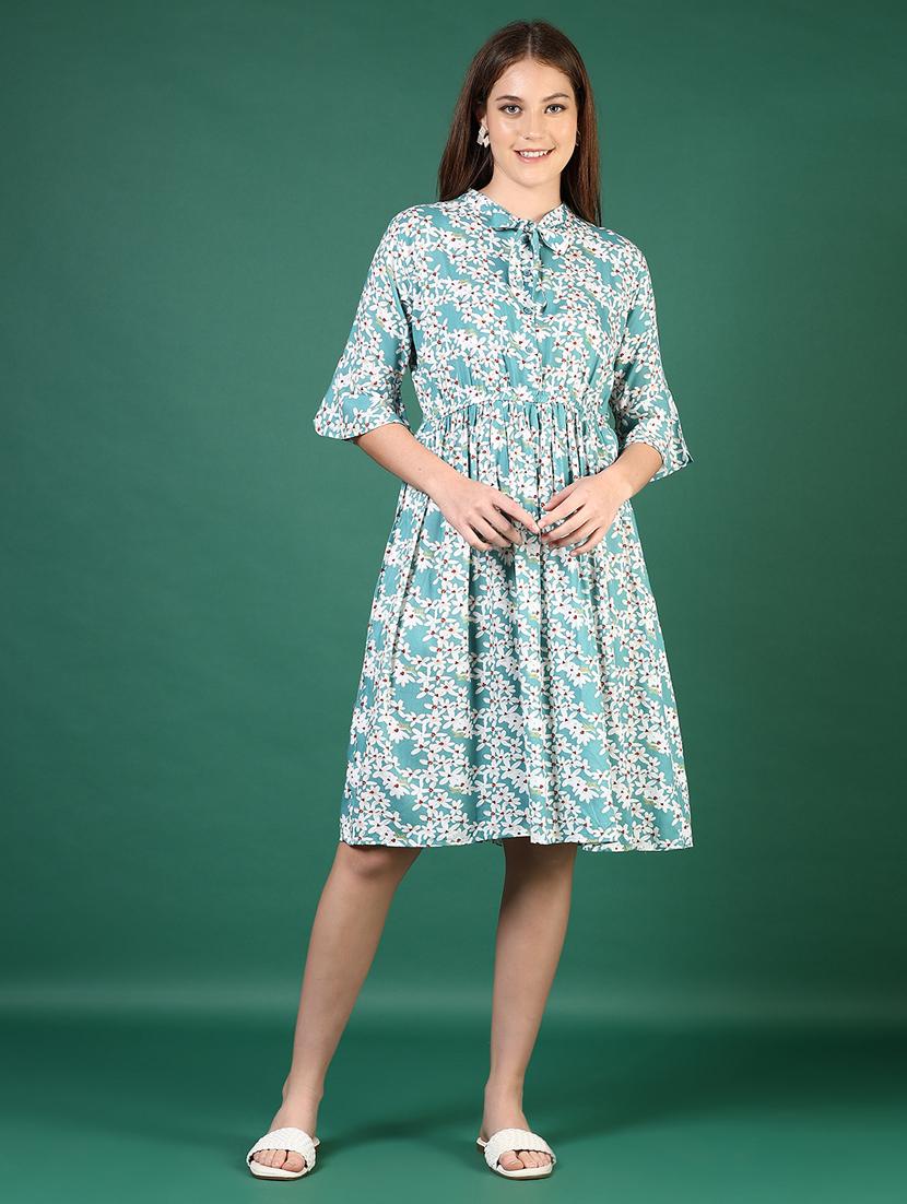 women floral print bell sleeve fit & flare dress - 21742811 - Standard Image - 3