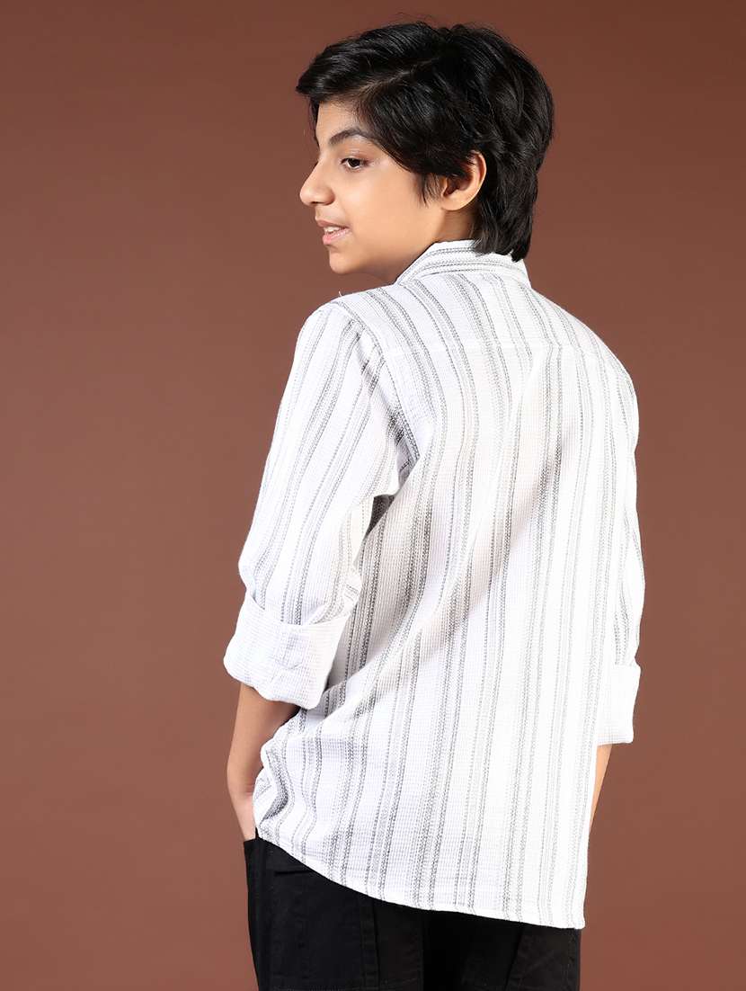 boys striped collared casual shirt - 21742832 - Standard Image - 3