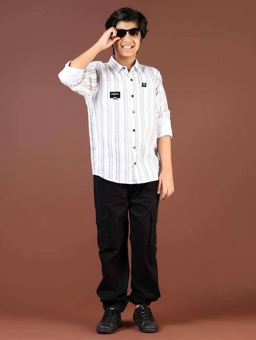 boys striped collared casual shirt - 21742832 - Standard Image - 5