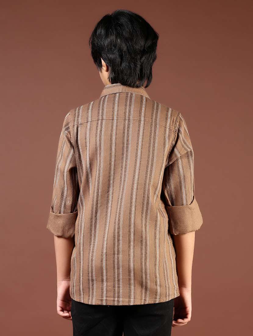 boys striped collared casual shirt - 21742833 -  Standard Image - 3