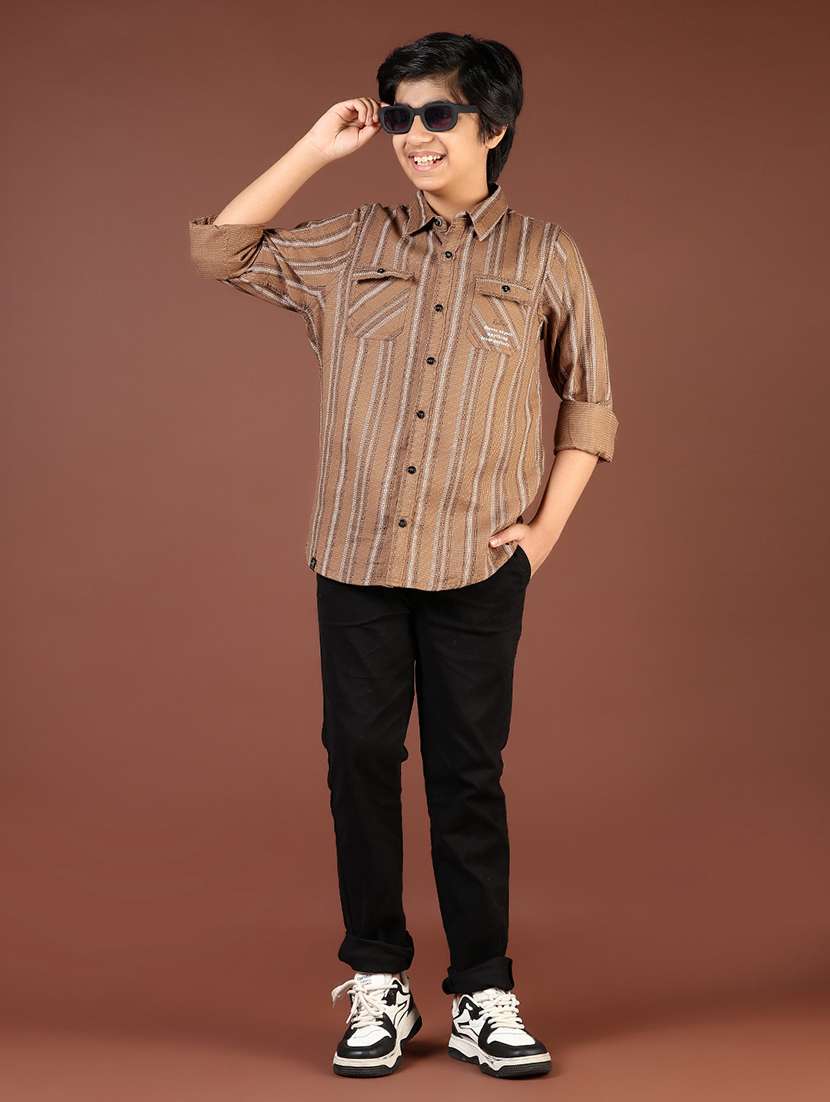 boys striped collared casual shirt - 21742833 -  Standard Image - 5