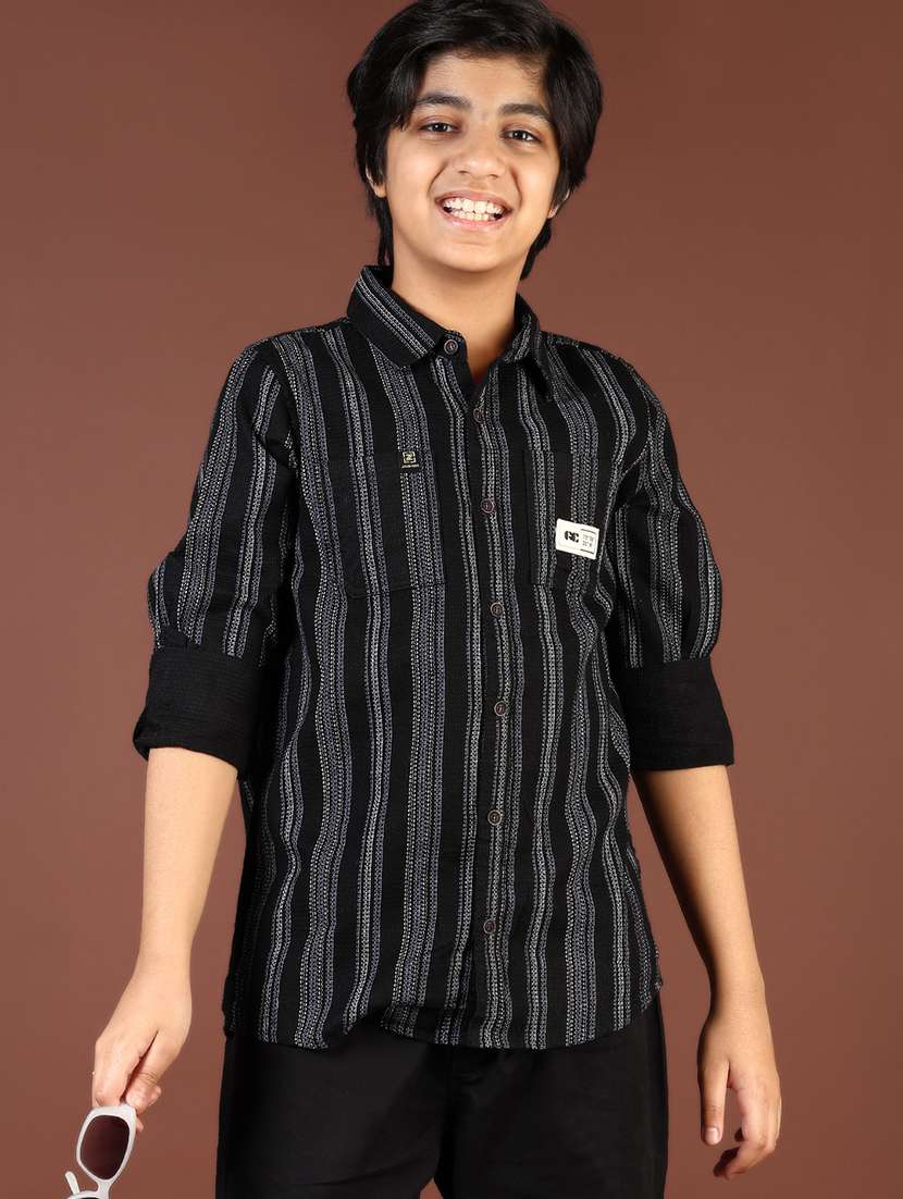 boys striped collared casual shirt