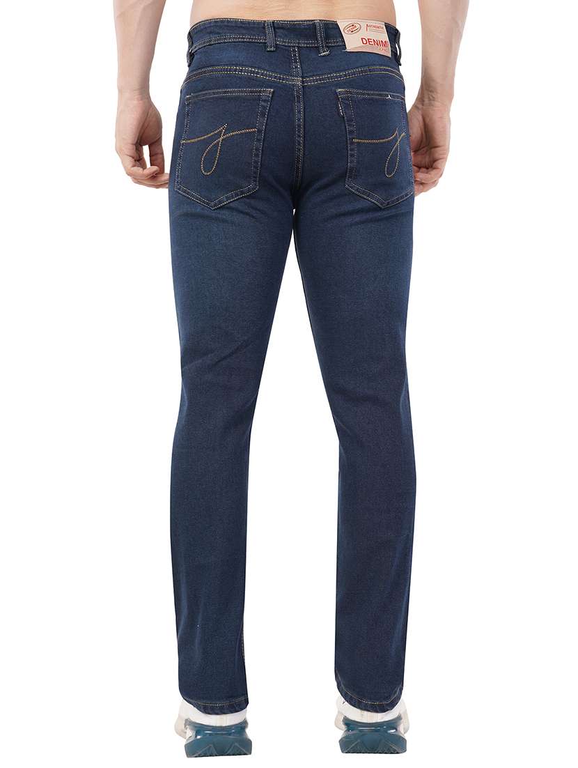 men navy blue washed denim jeans - 21742868 - Standard Image - 3