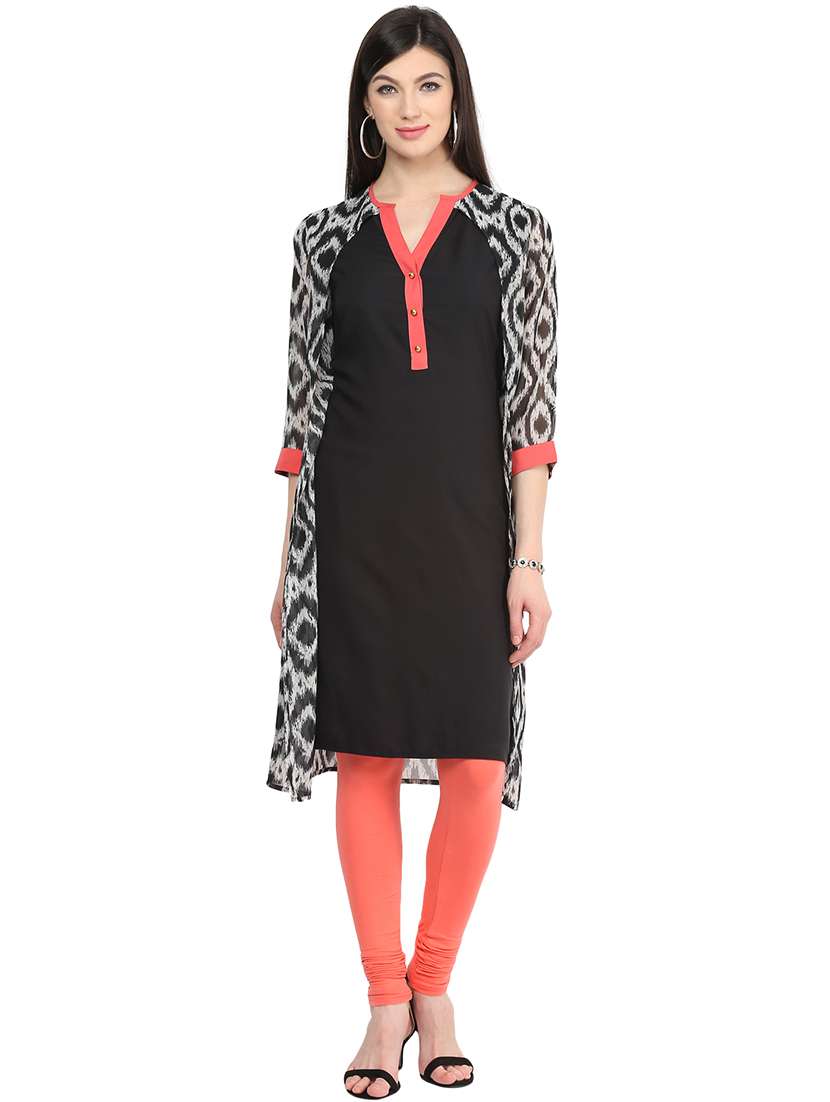 women black placement print high-low kurta