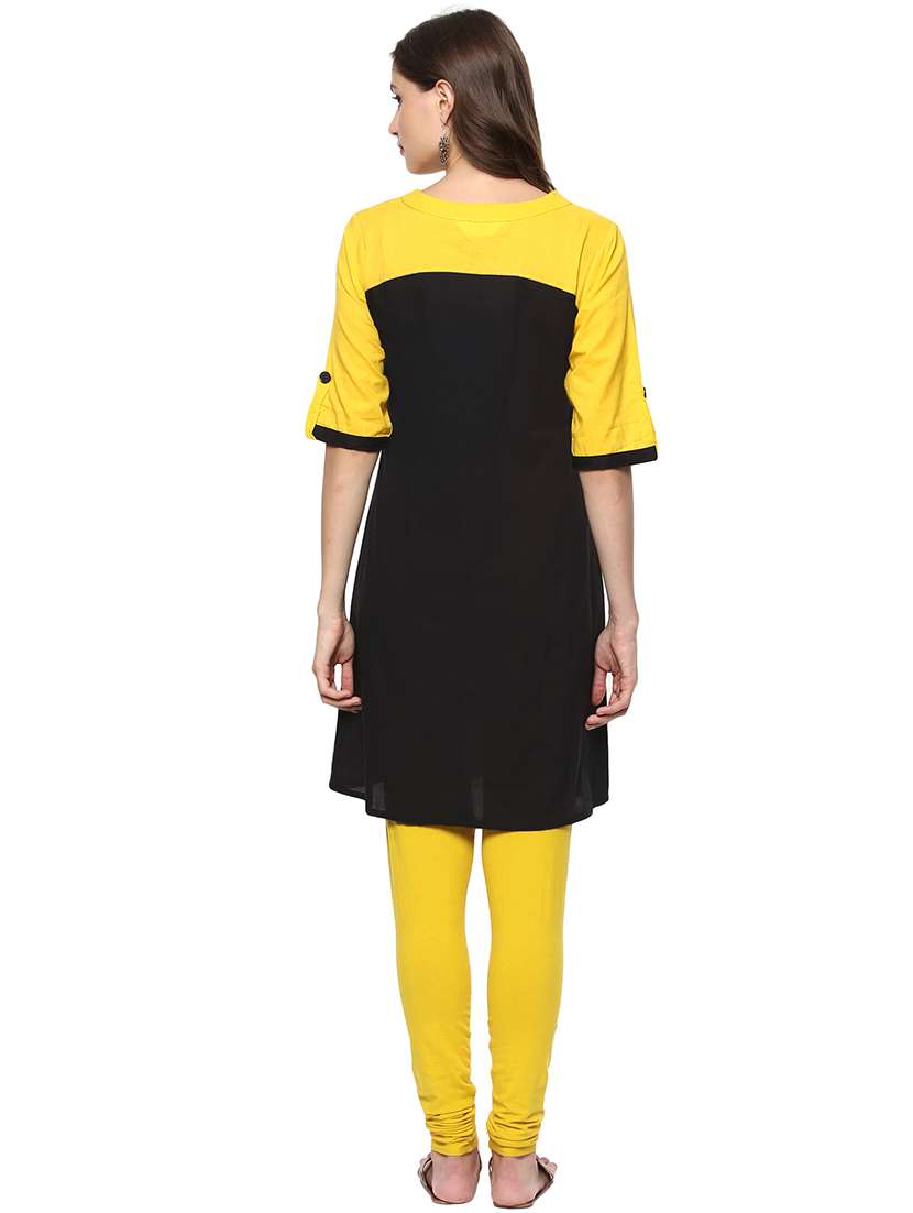women color block v-neck kurta - 21742960 - Standard Image - 3