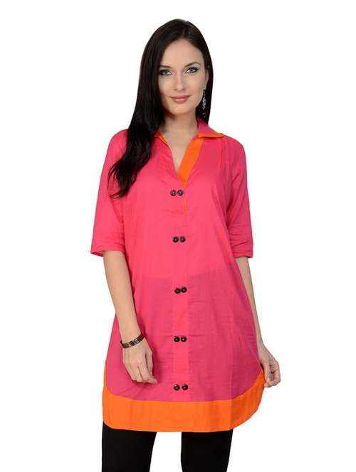 women color block collared neck kurta - 21742963 -  Standard Image - 0