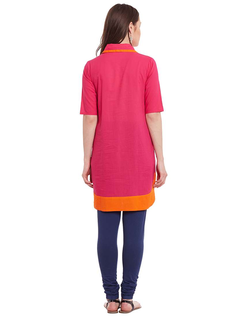 women color block collared neck kurta - 21742963 - Standard Image - 3