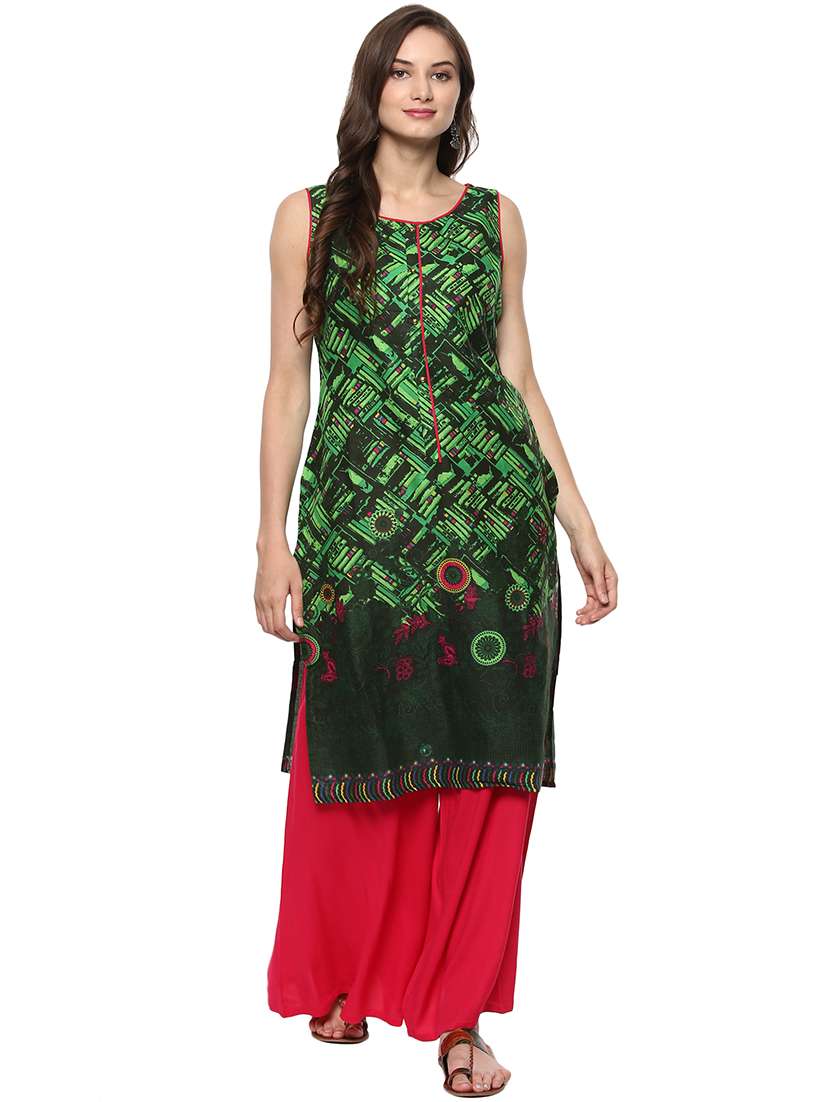 women printed round neck kurta