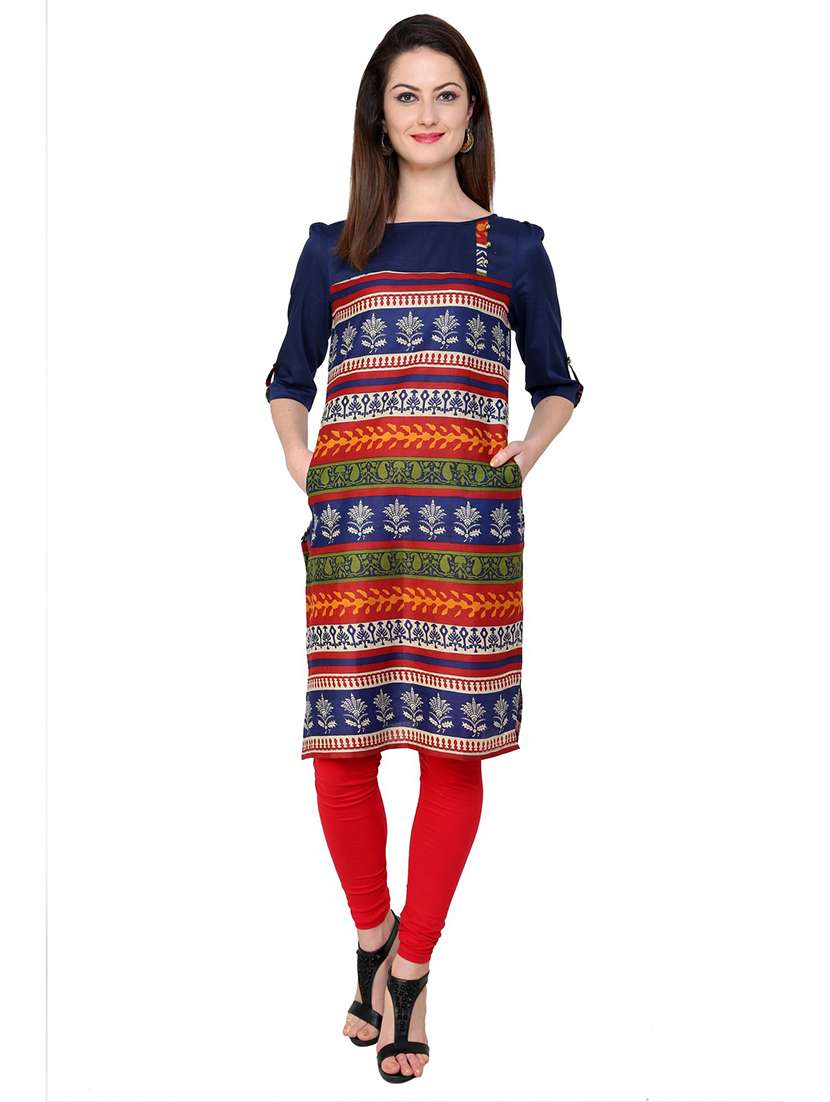 women printed round neck kurta