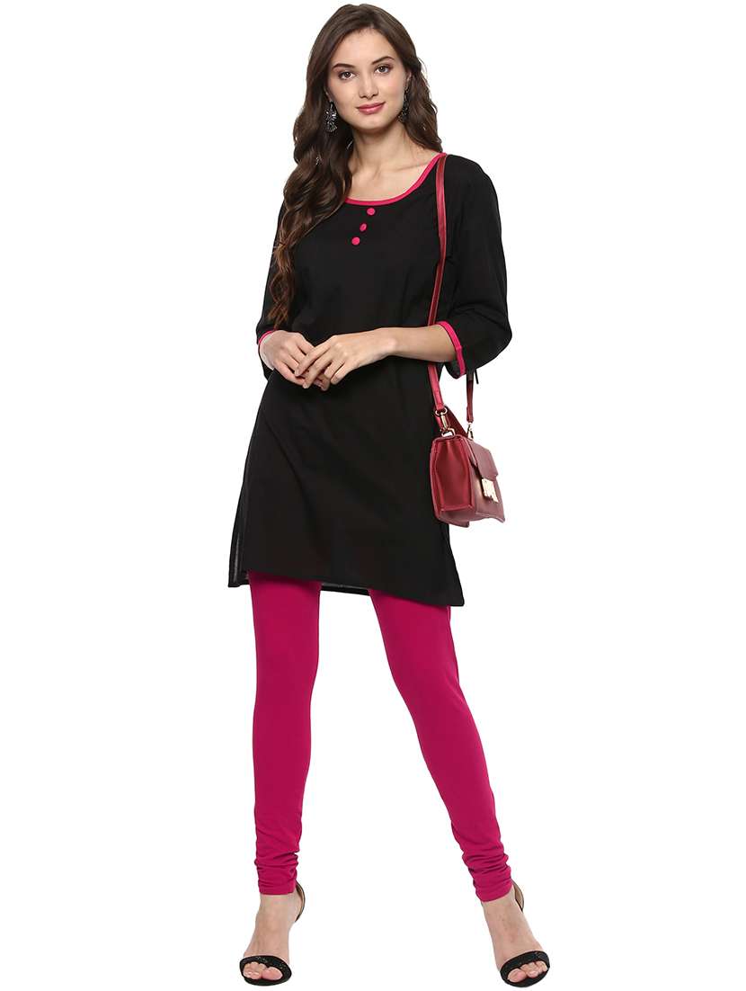 women black solid a-line kurti - 21743004 - Standard Image - 3