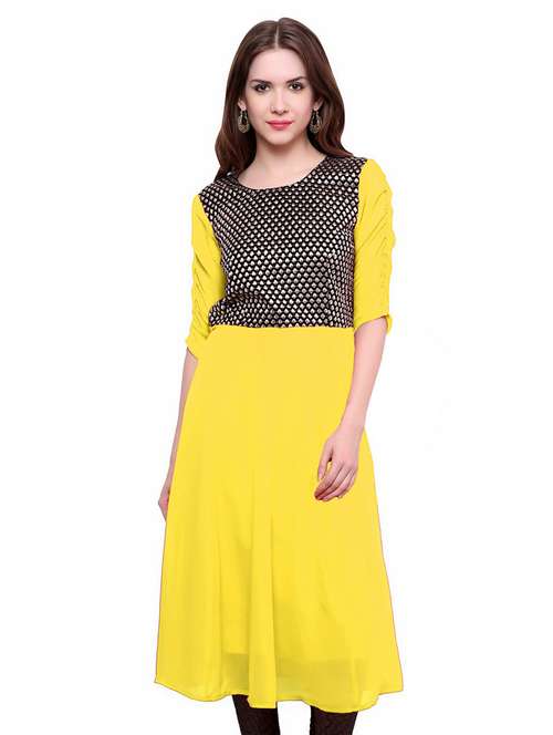 women self design round neck a-line kurta - 21743029 -  Standard Image - 0