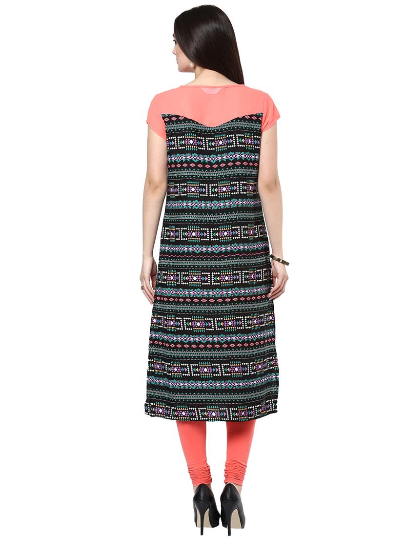 women printed round neck kurta - 21743043 - Standard Image - 3