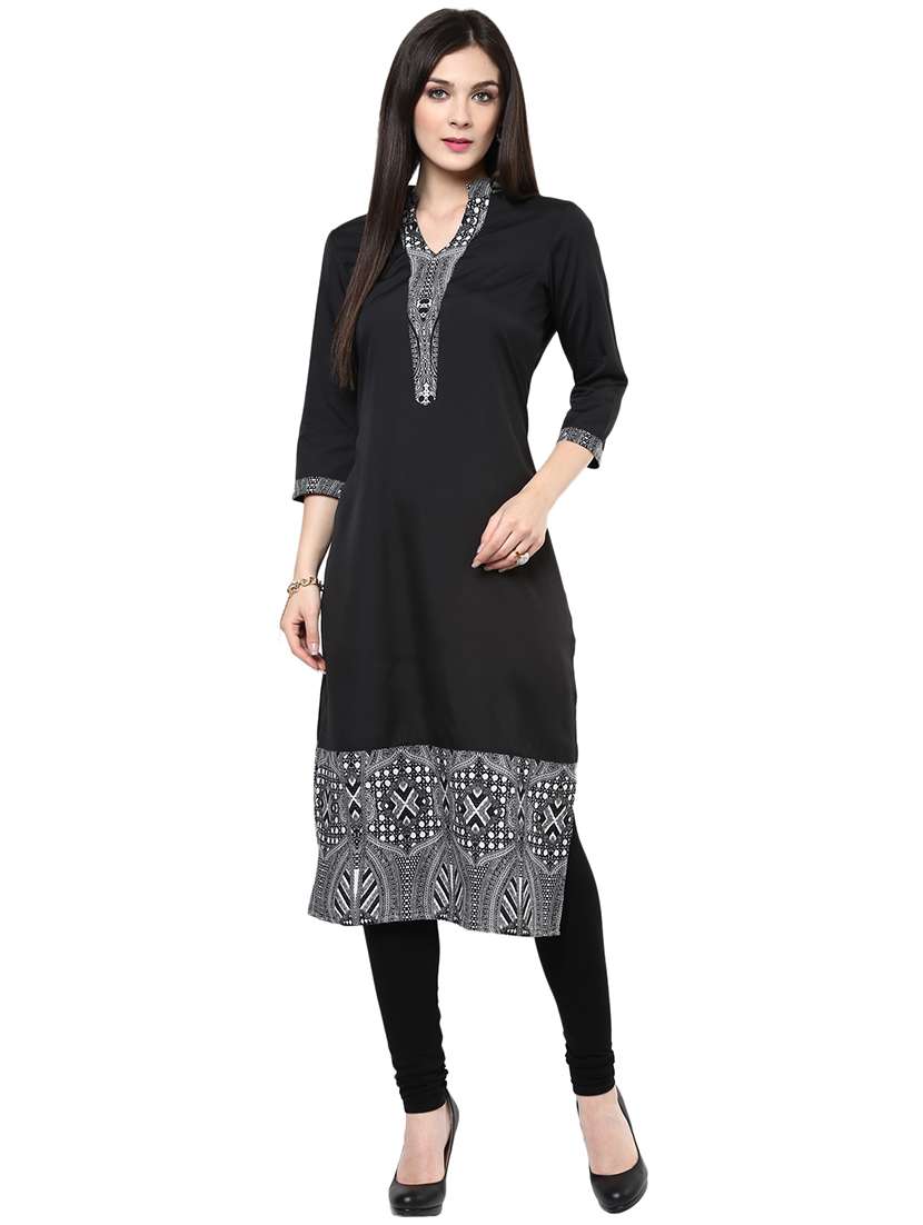 women black placement print straight kurta