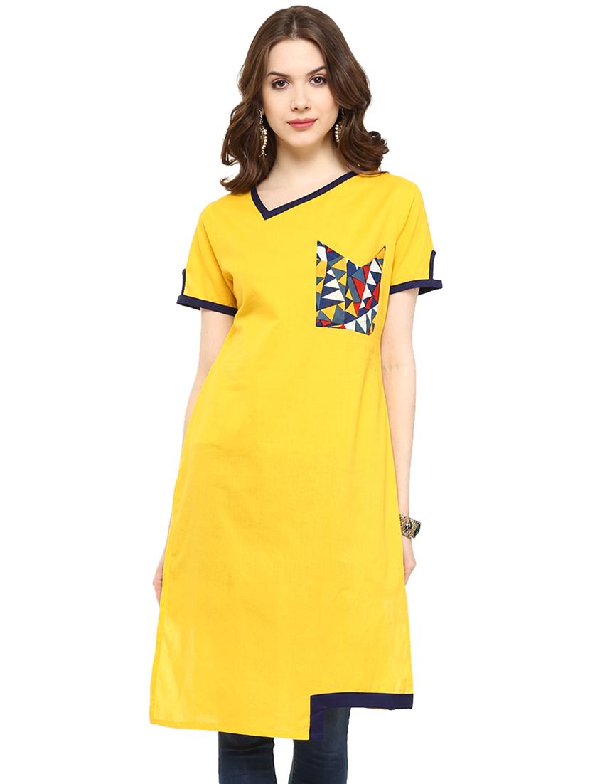 women placement print short sleeve a-line kurta