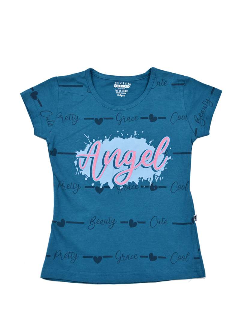 girls printed round neck tee
