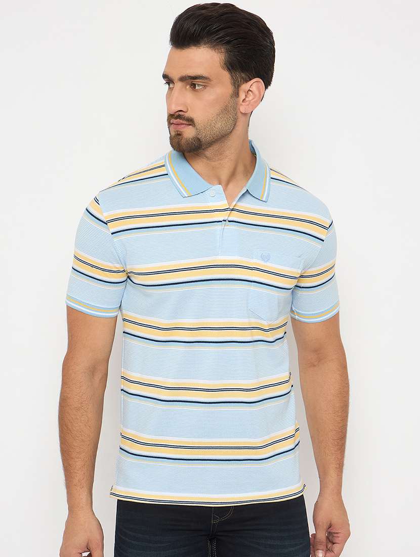 men short sleeves striped polo t-shirt
