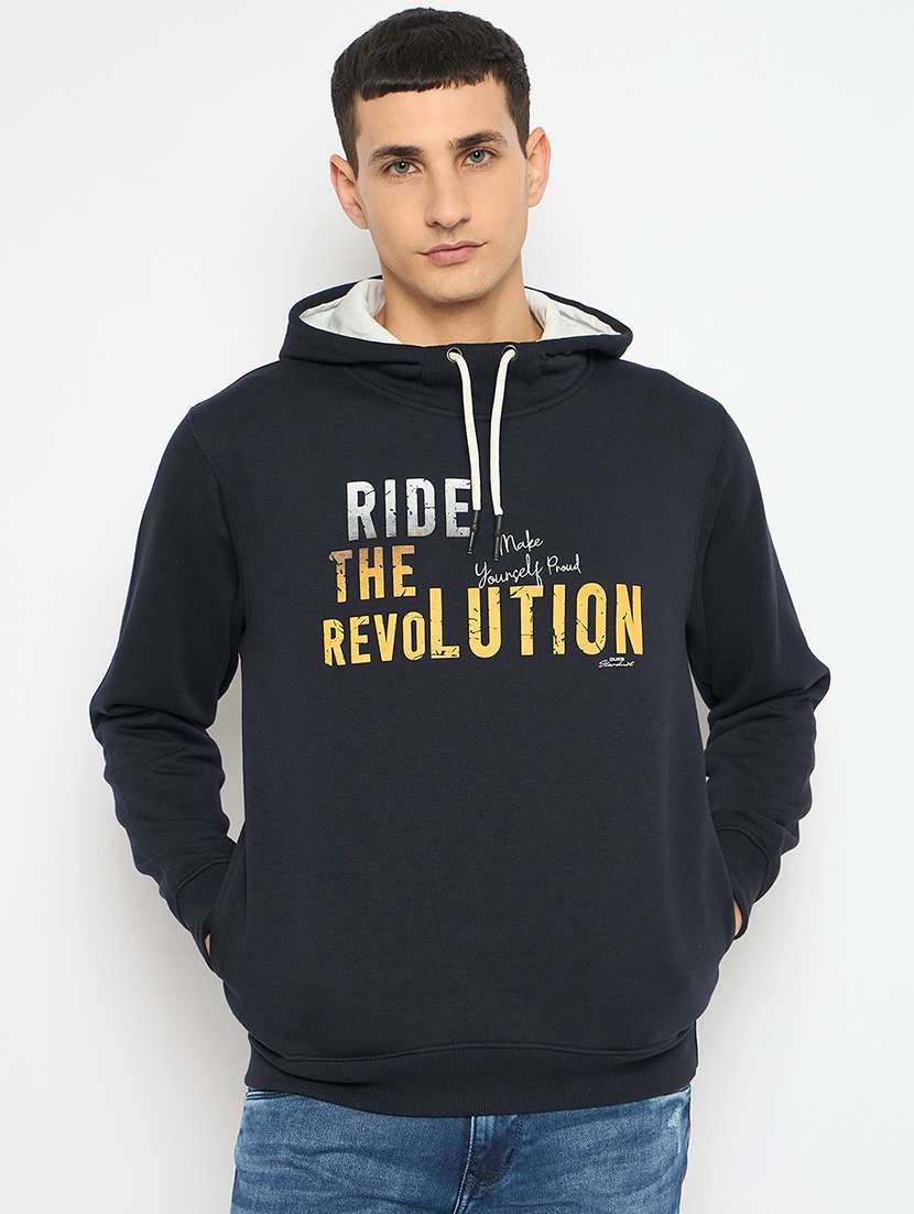 men long sleeves front print sweatshirt
