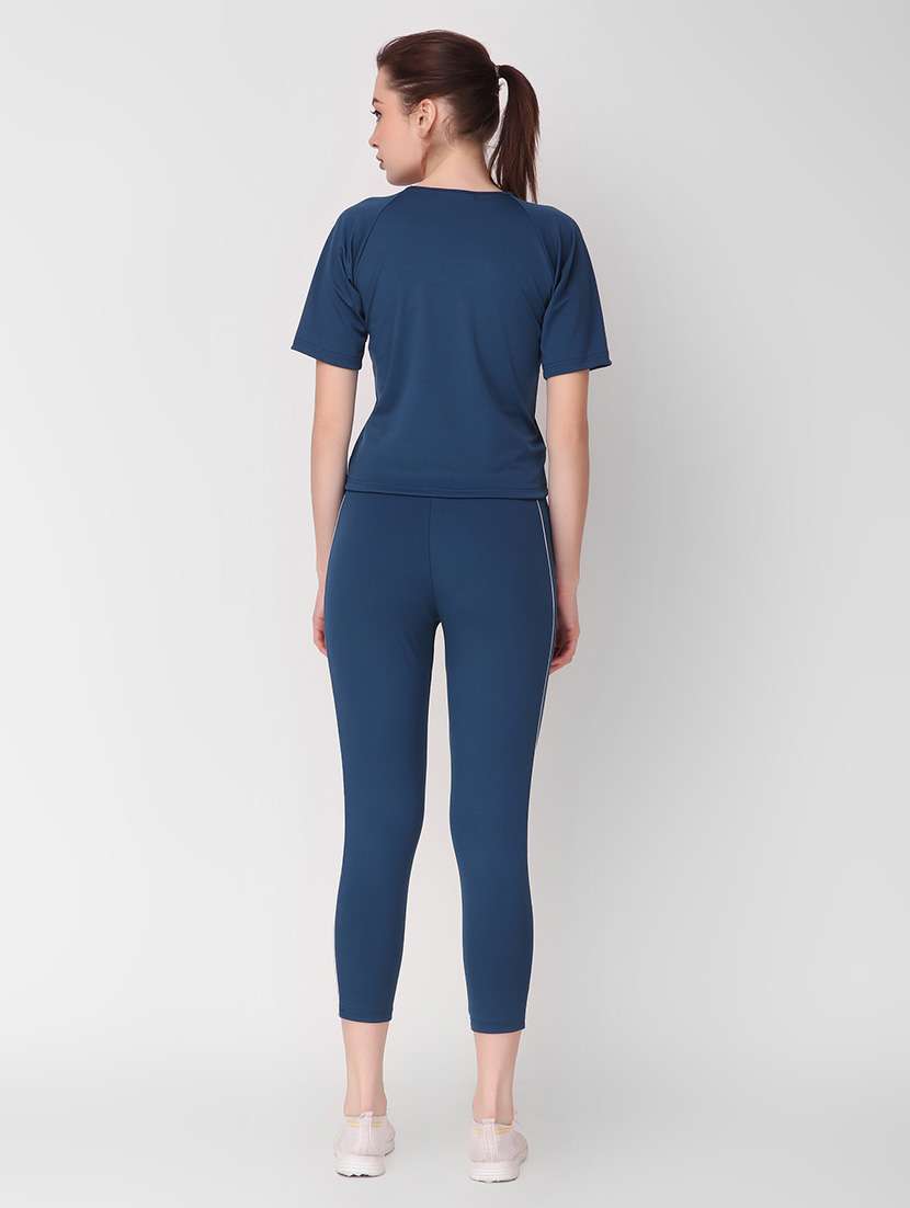 women blue solid active wear co-ords set - 21743319 -  Standard Image - 3