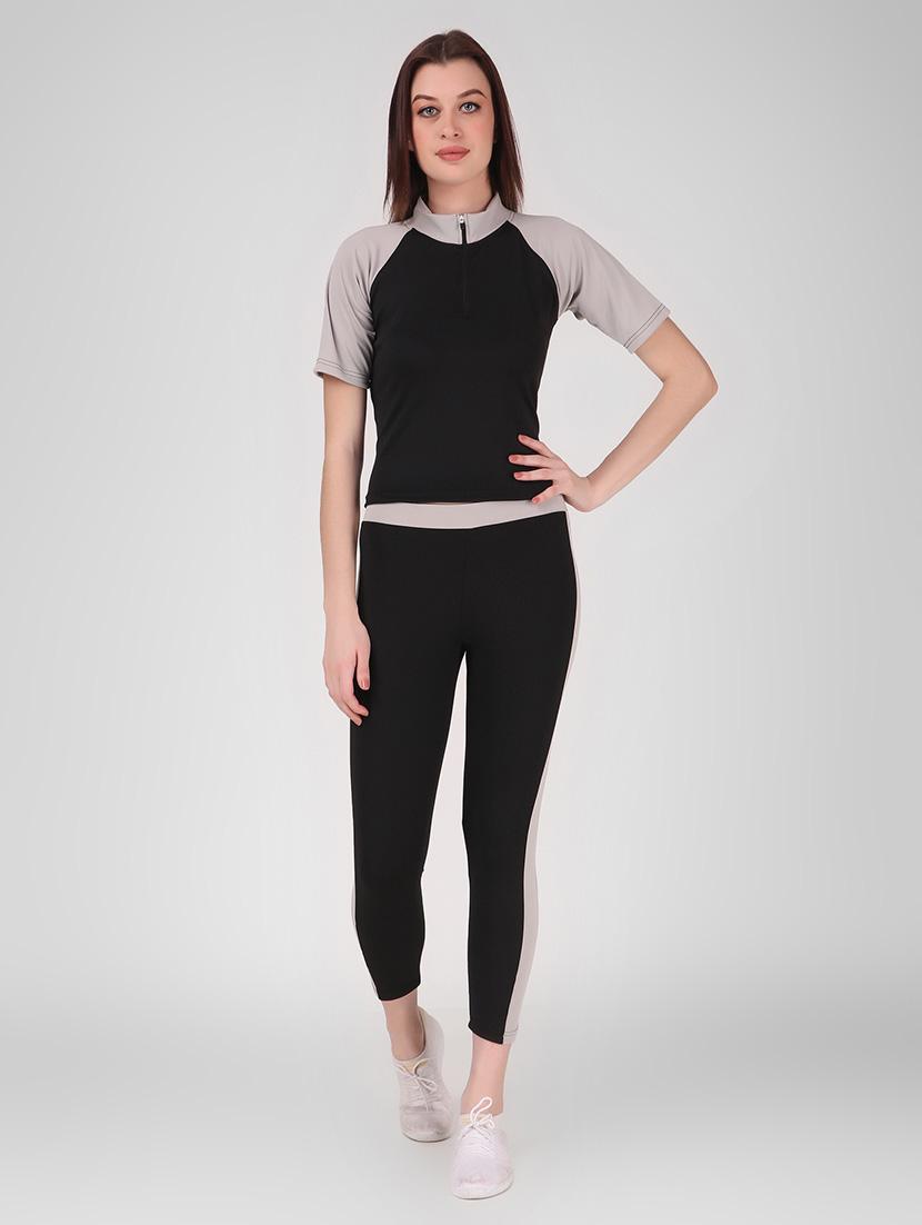 women black color block active wear co-ords set - 21743320 -  Zoom Image - 0