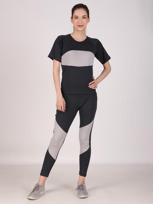 women black color block active wear co-ords set - 21743324 - Standard Image - 0