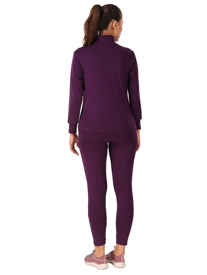 women purple color block active wear co-ords set - 21743327 - Standard Image - 3