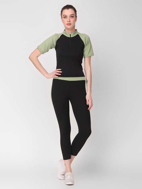 women black color block active wear co-ords set - 21743331 -  Standard Image - 0