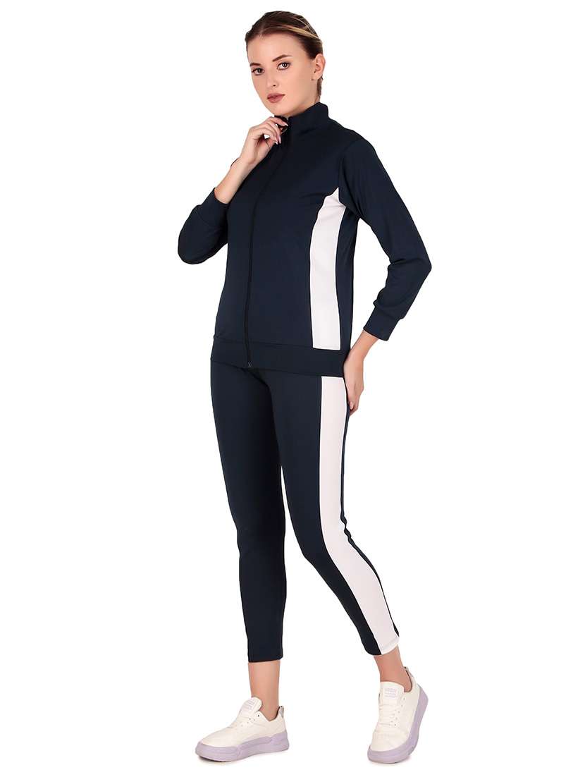 women black color block active wear co-ords set