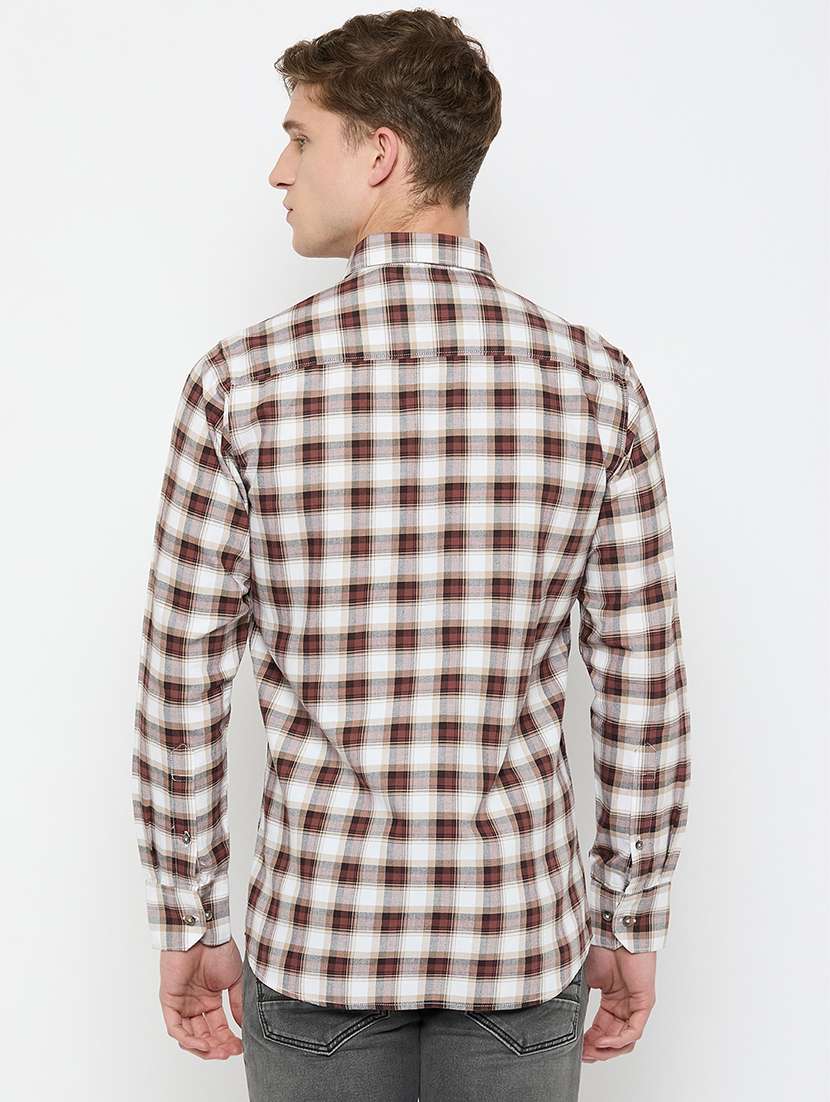 men long sleeves checkered casual shirt - 21743339 - Standard Image - 3