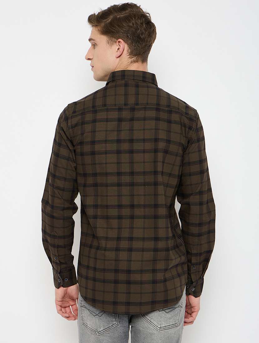 men long sleeves checkered casual shirt - 21743350 -  Standard Image - 3