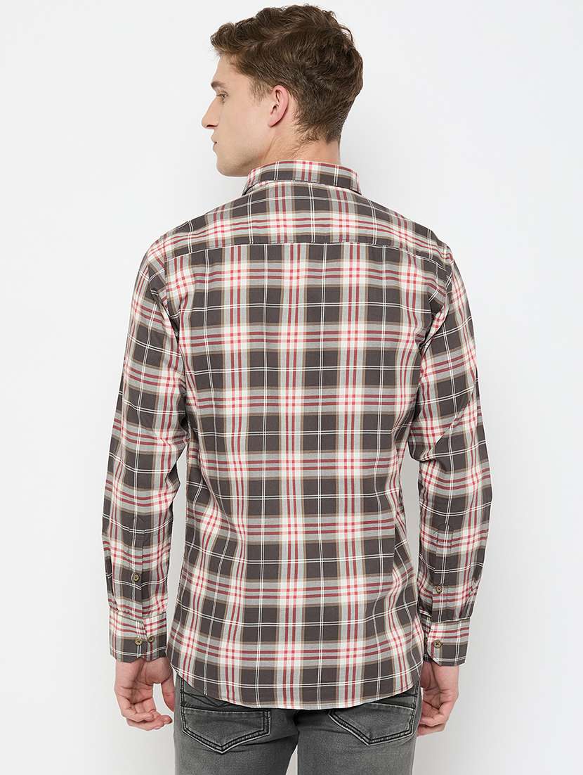 men long sleeves checkered casual shirt - 21743354 -  Standard Image - 3