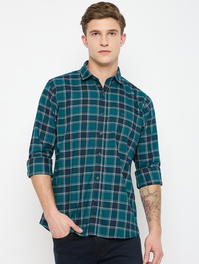 men long sleeves checkered casual shirt - 21743356 -  Zoom Image - 0