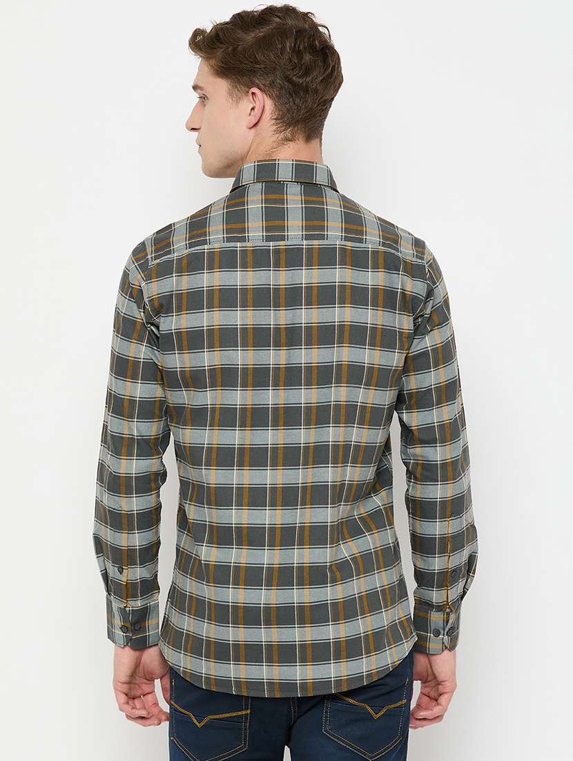 men long sleeves checkered casual shirt - 21743357 -  Standard Image - 3