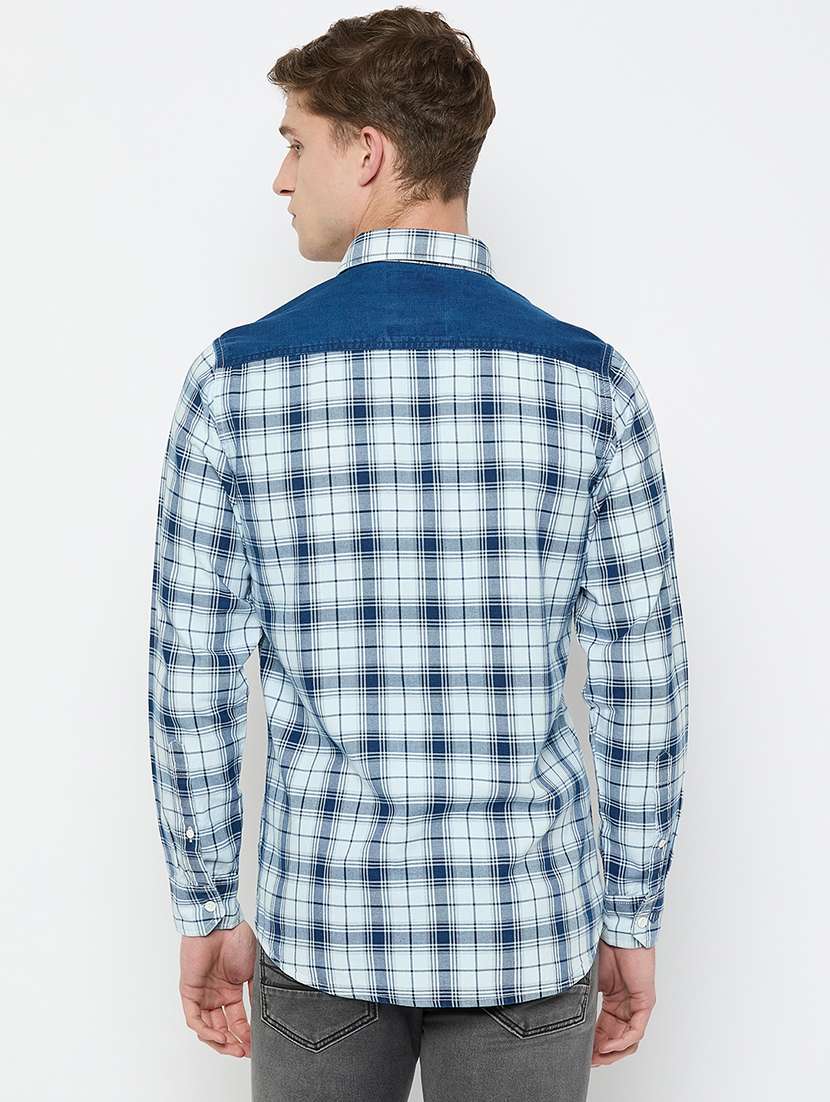 men long sleeves checkered casual shirt - 21743373 -  Standard Image - 3