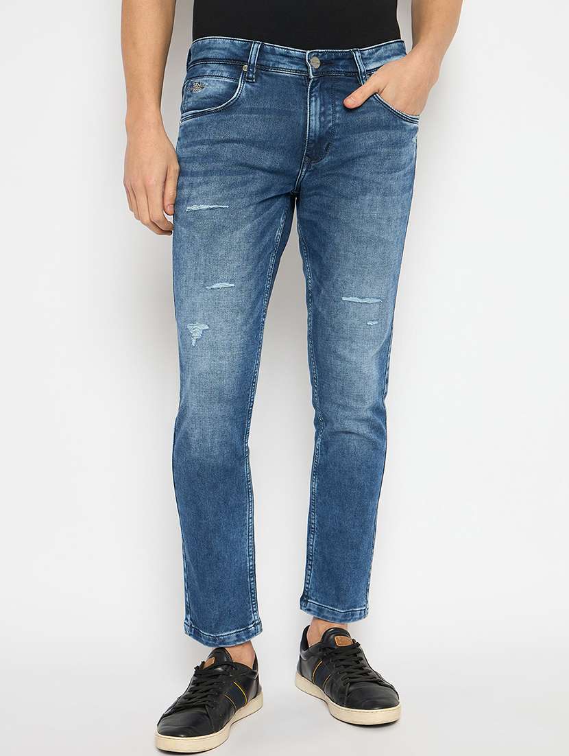 men mid rise distressed jeans