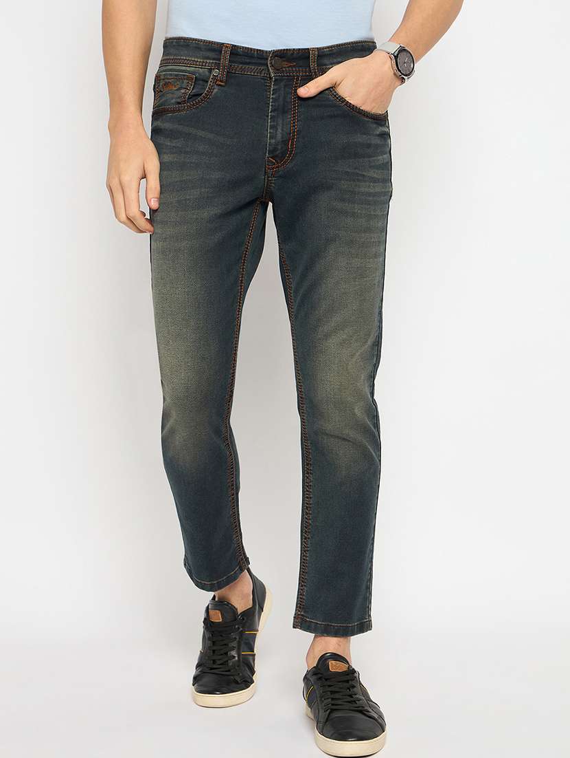 men mid rise washed jeans
