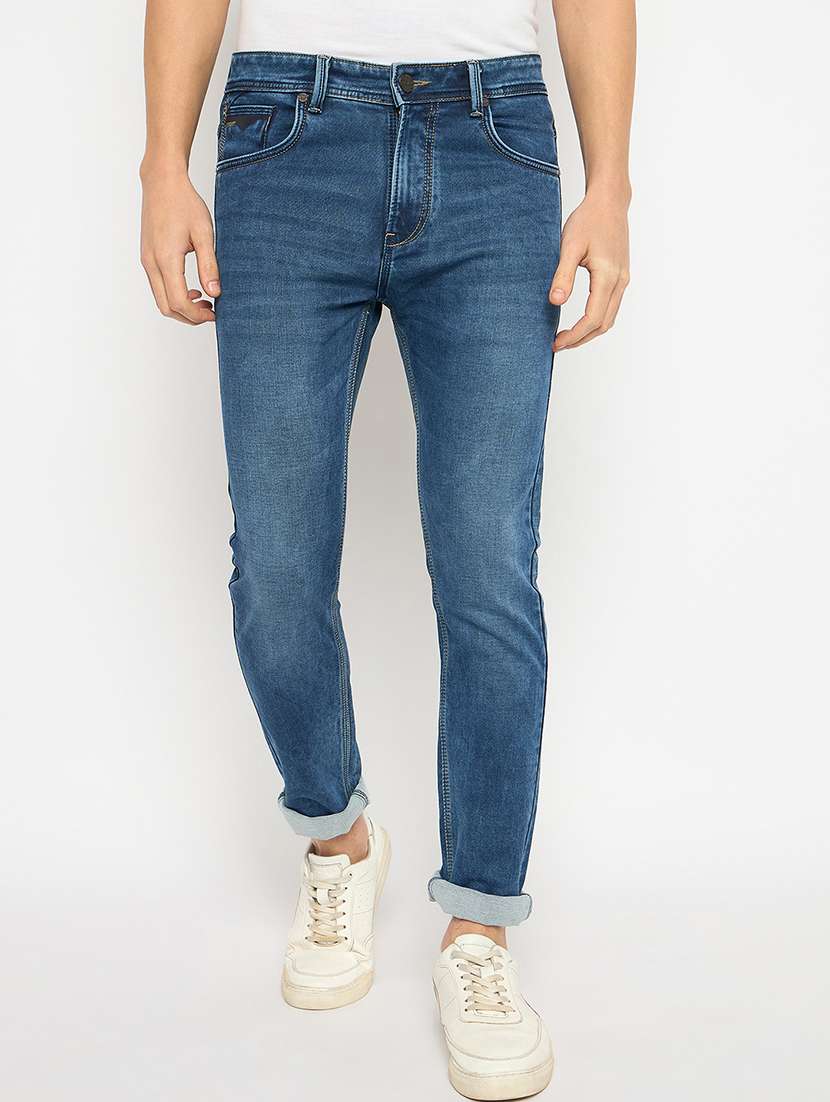men mid rise washed jeans