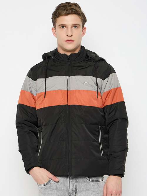 men color block hooded bomber jacket - 21743400 -  Standard Image - 0