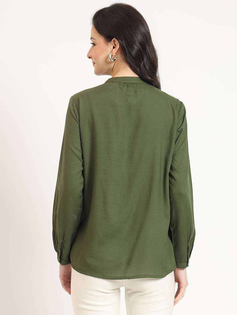 women solid long sleeve top - 21743415 - Standard Image - 3
